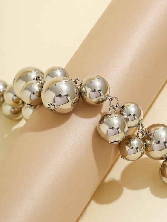 Chunky Pearls Statement Choker Necklace for Women,14K Gold Large Beaded Punk Bal - Picture 5 of 7